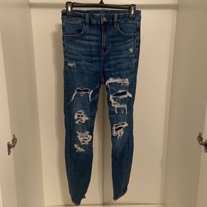 Women’s American Eagle Ripped Skinny Jeans, size 4, high rise